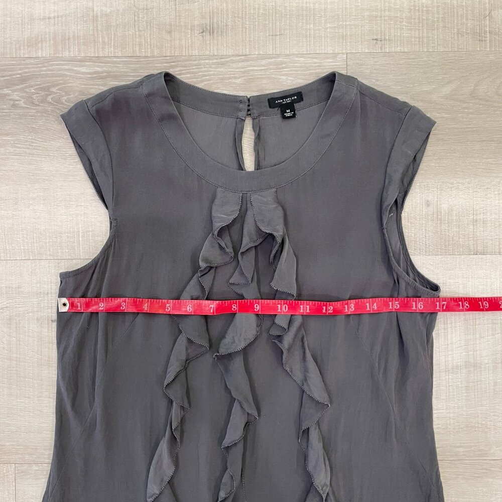 Gray Ruffled Silk Tank - Picture 2 of 5
